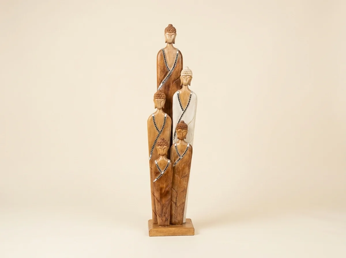 Carved Family Totem Sculpture