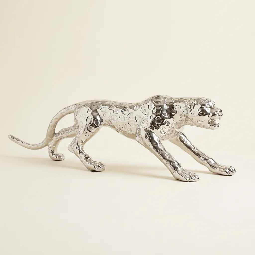 Silver Cheetah Sculpture