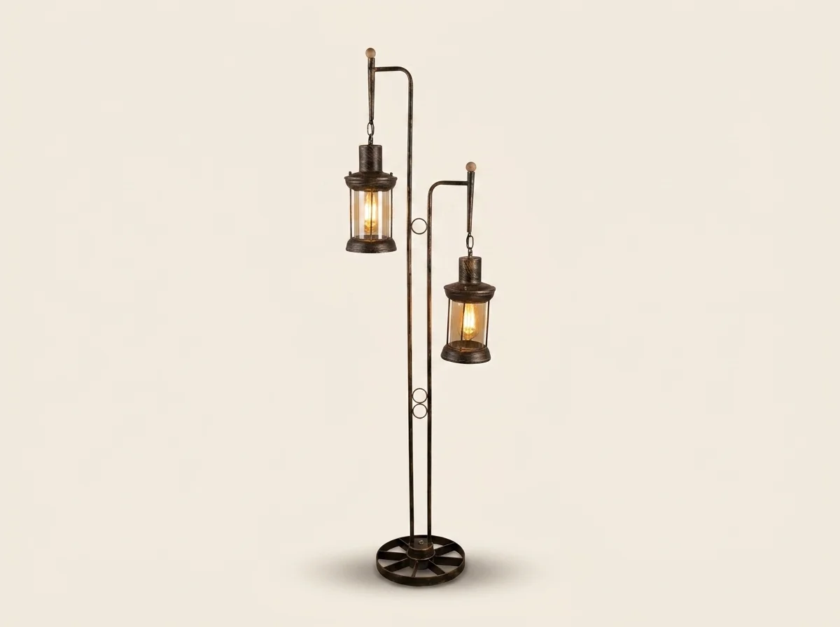 Industrial Twin Pendant Floor Lamp