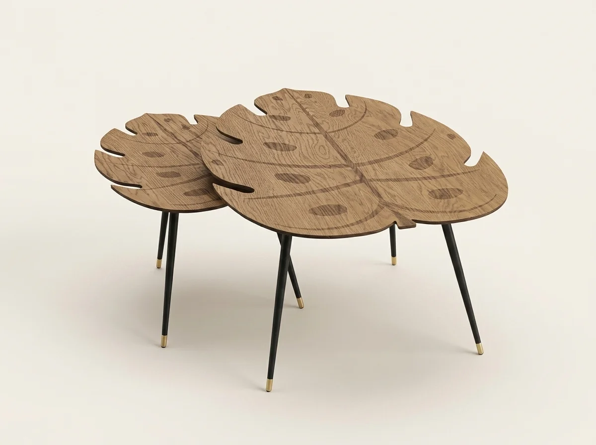 Lotus Nesting Wood Center Tables