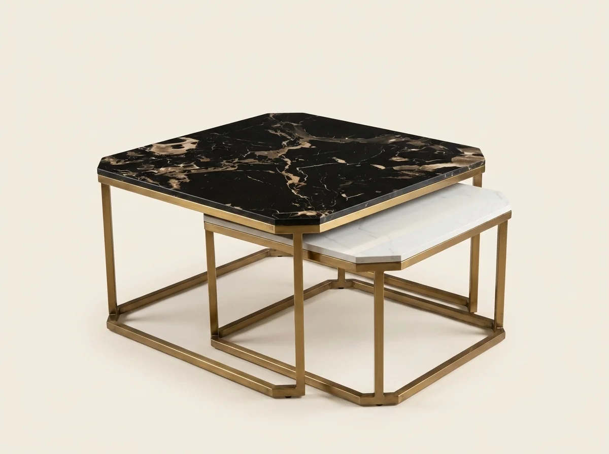 Noir Gold Frame Square Table