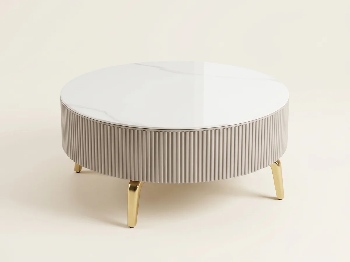 Fluted Ivory Round Center Table