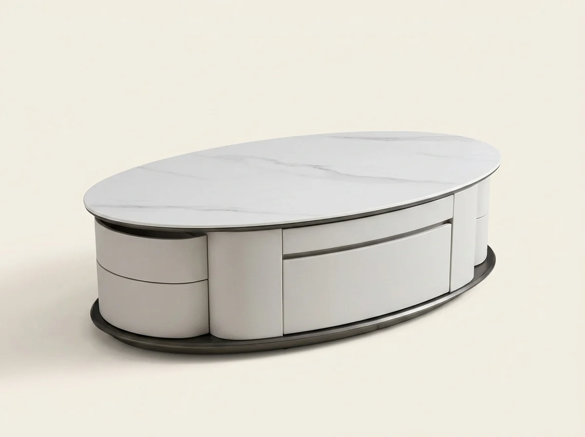 Pearl Oval Storage Center Table