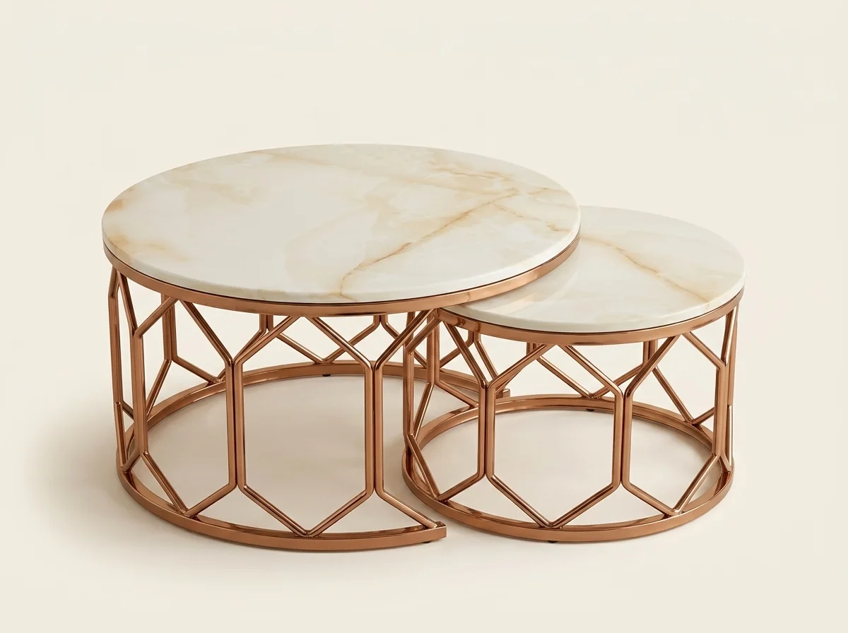 Rose Gold Nesting Marble Tables