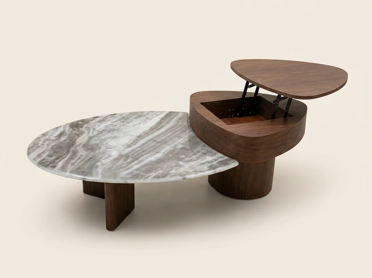 Orbit Marble Side-Bridge Table