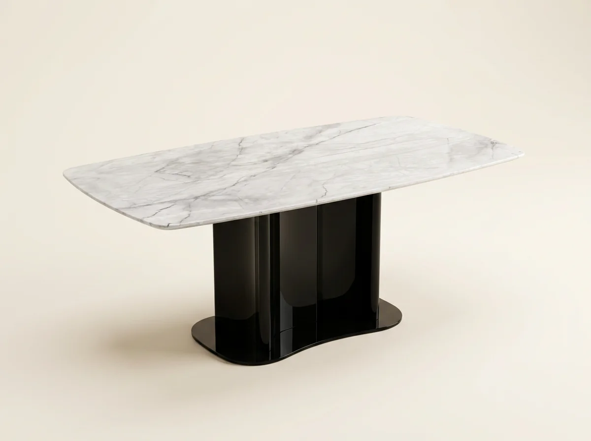 Noir Marble Curve Dining Table