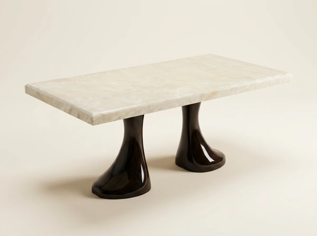 Ivory Onyx Twin Pedestal Dining Table