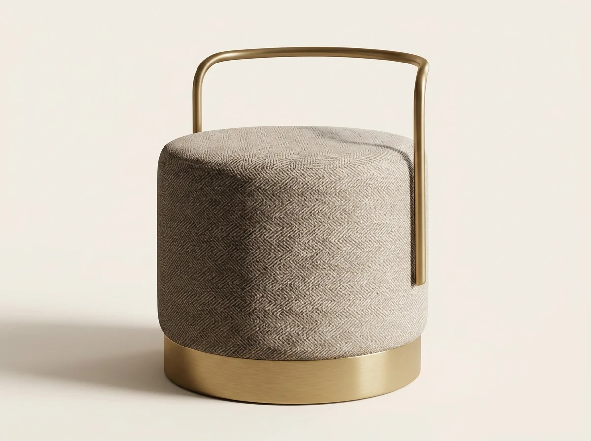 Brass Handle Cylinder Pouffe