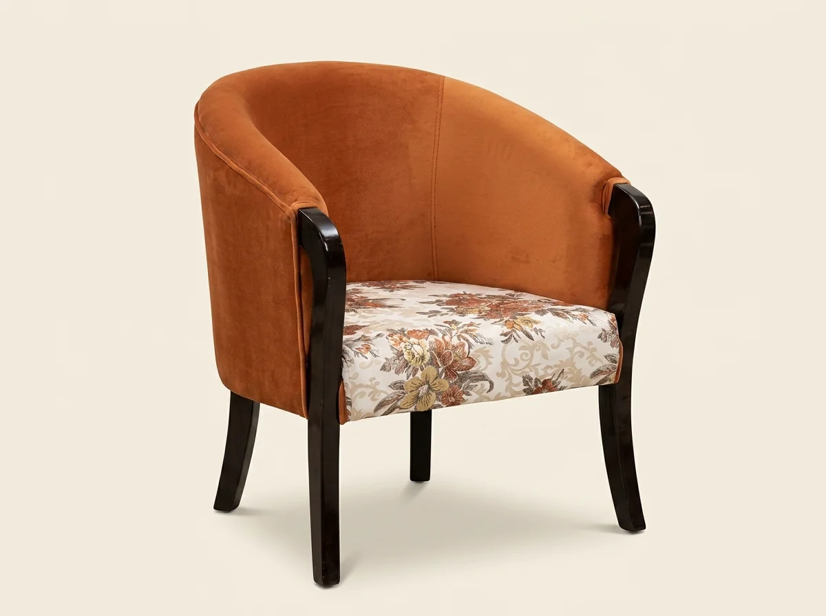 Rust Floral Armchair